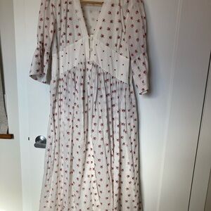 Floral White and Red Women's Dress